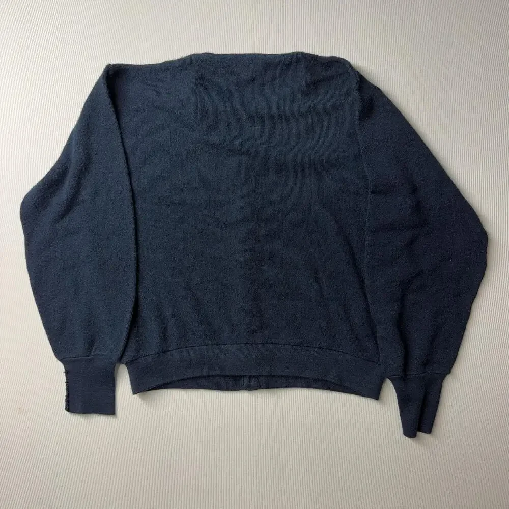 Vintage Izod Lacoste Sweater Mens Large Blue V Neck Cardigan Orlon Acrylic 80s
